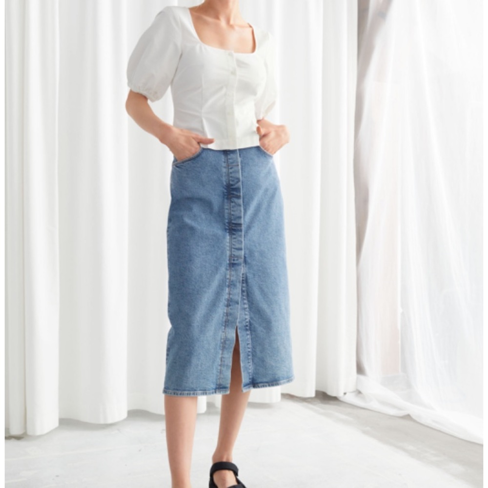 NWOT & Other Stories fitted denim midi skirt
